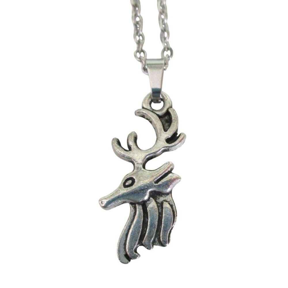 New Stag Head Pendant Necklace On 20" Stainless Chain - Deer Elk Unisex Jewelry